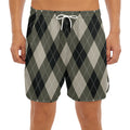 Diamond Shapes Argyle Pattern Print Men's Split Running Shorts