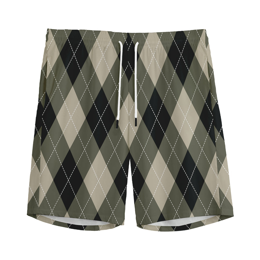 Diamond Shapes Argyle Pattern Print Men's Sports Shorts