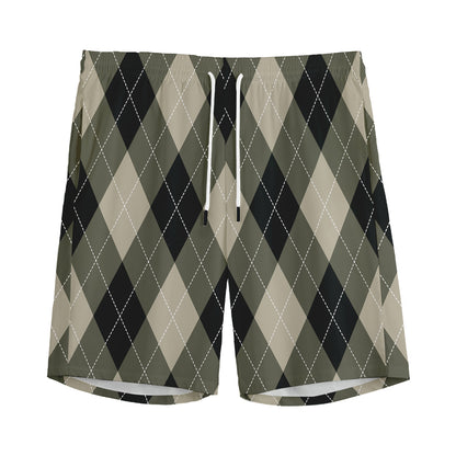 Diamond Shapes Argyle Pattern Print Men's Sports Shorts