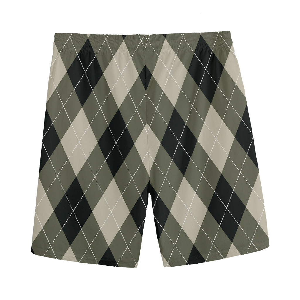 Diamond Shapes Argyle Pattern Print Men's Sports Shorts