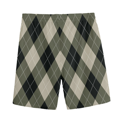 Diamond Shapes Argyle Pattern Print Men's Sports Shorts