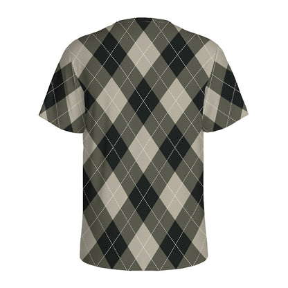 Diamond Shapes Argyle Pattern Print Men's Sports T-Shirt