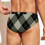 Diamond Shapes Argyle Pattern Print Men's Swim Briefs