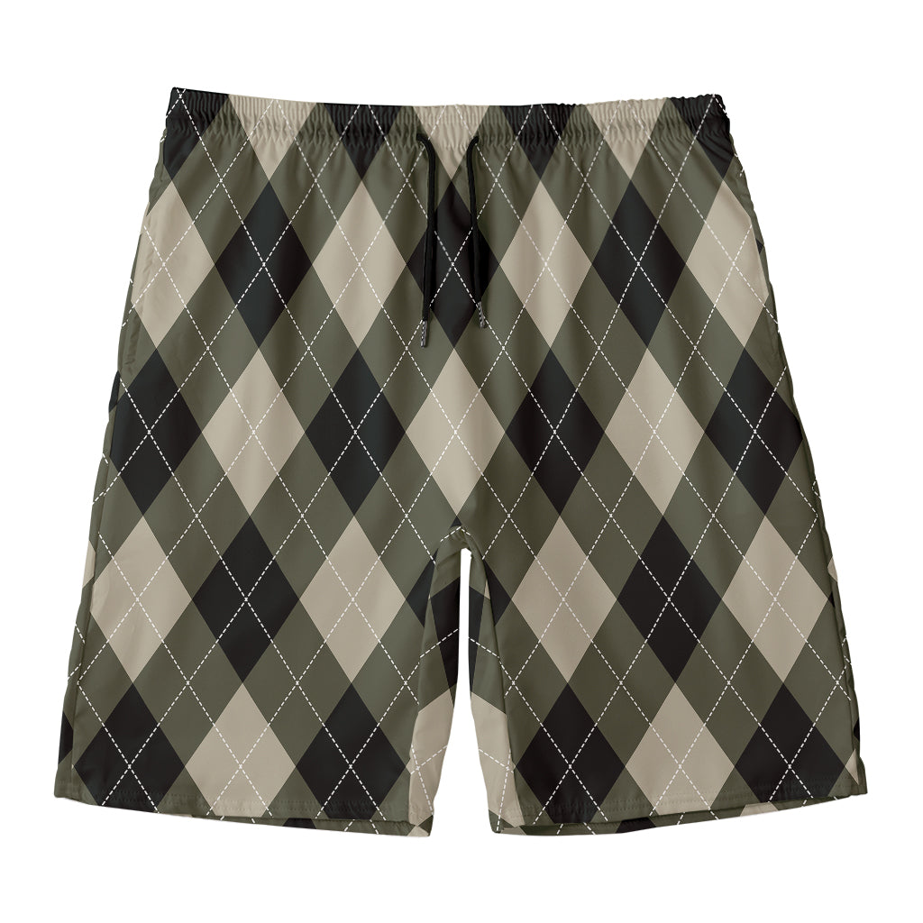 Diamond Shapes Argyle Pattern Print Men's Swim Trunks