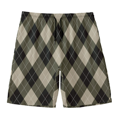 Diamond Shapes Argyle Pattern Print Men's Swim Trunks