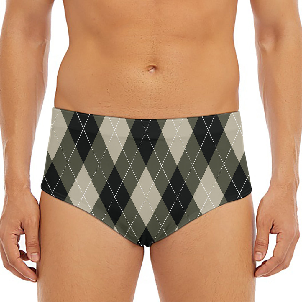 Diamond Shapes Argyle Pattern Print Men's Triangle Swim Briefs