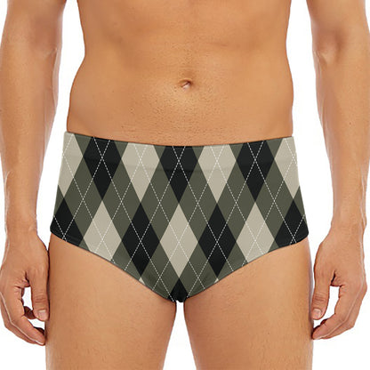 Diamond Shapes Argyle Pattern Print Men's Triangle Swim Briefs
