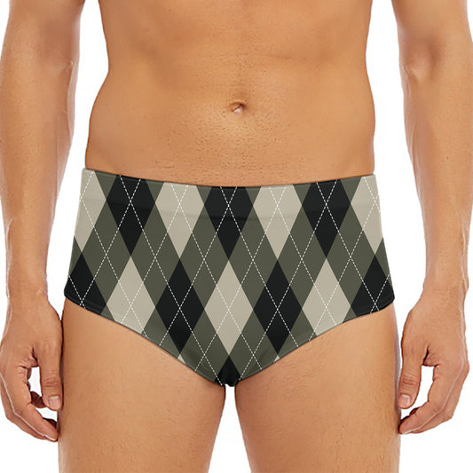 Diamond Shapes Argyle Pattern Print Men's Triangle Swim Briefs
