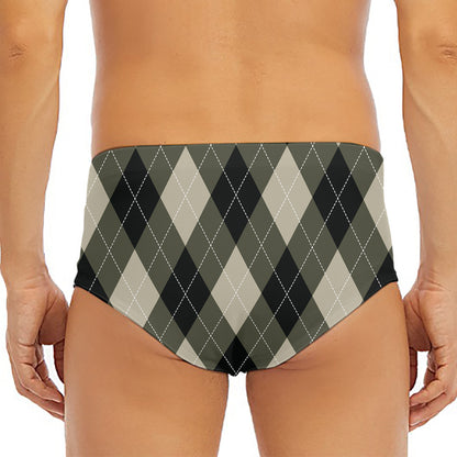 Diamond Shapes Argyle Pattern Print Men's Triangle Swim Briefs
