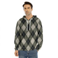 Diamond Shapes Argyle Pattern Print Men's Velvet Pullover Hoodie