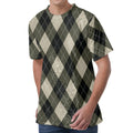Diamond Shapes Argyle Pattern Print Men's Velvet T-Shirt