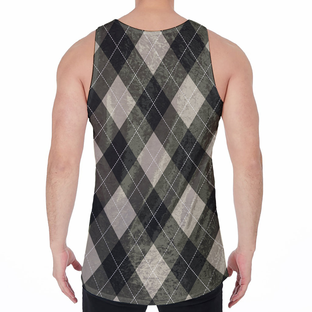 Diamond Shapes Argyle Pattern Print Men's Velvet Tank Top