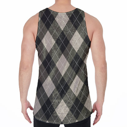 Diamond Shapes Argyle Pattern Print Men's Velvet Tank Top