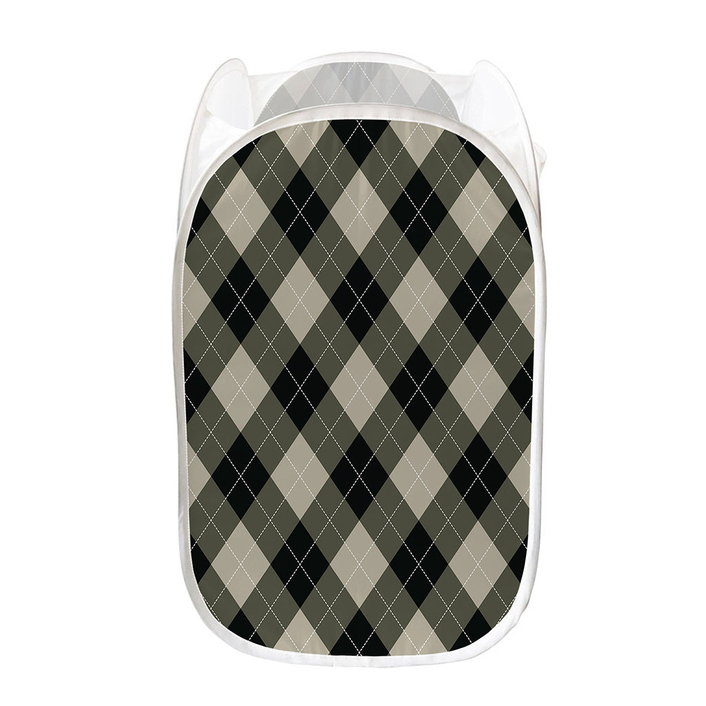 Diamond Shapes Argyle Pattern Print Mesh Laundry Hamper