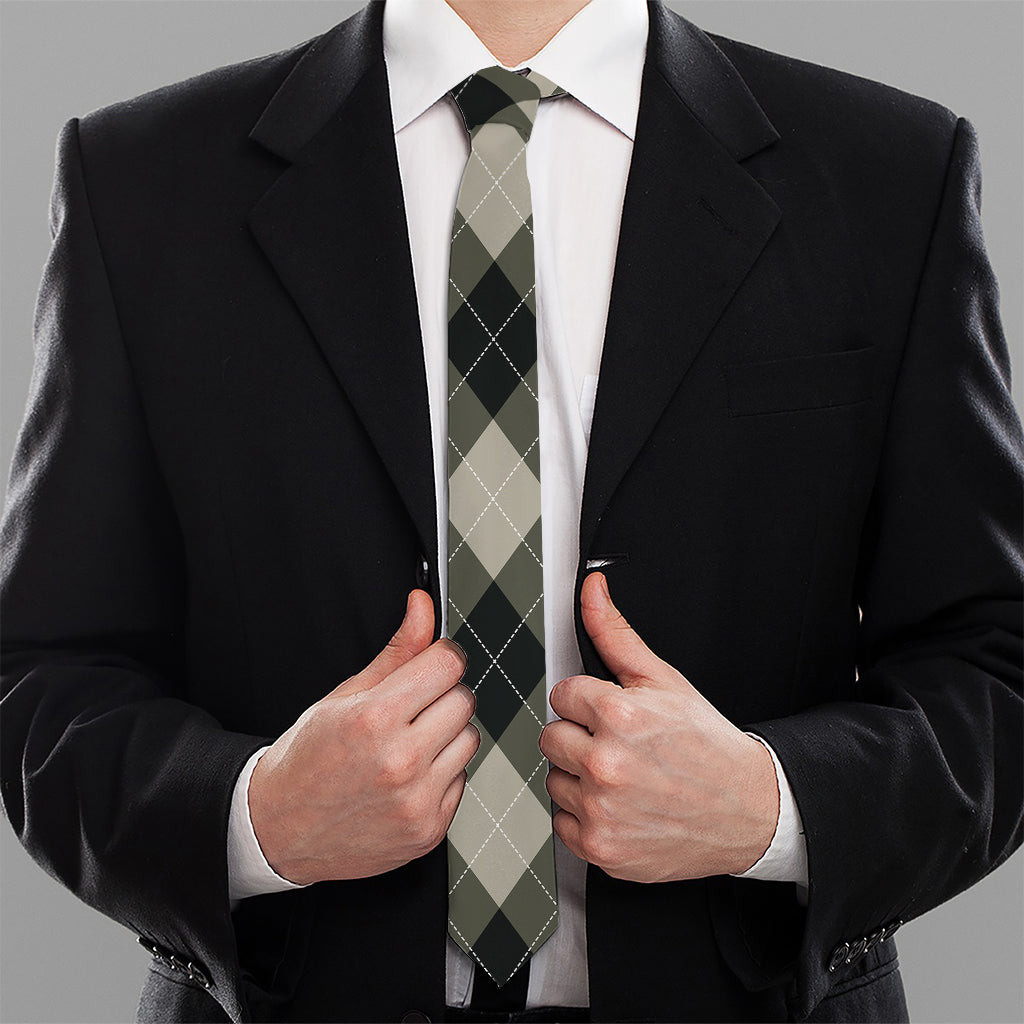Diamond Shapes Argyle Pattern Print Necktie