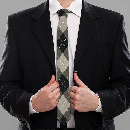 Diamond Shapes Argyle Pattern Print Necktie