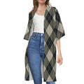 Diamond Shapes Argyle Pattern Print Open Front Beach Cover Up