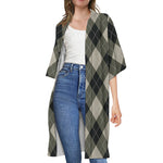 Diamond Shapes Argyle Pattern Print Open Front Beach Cover Up