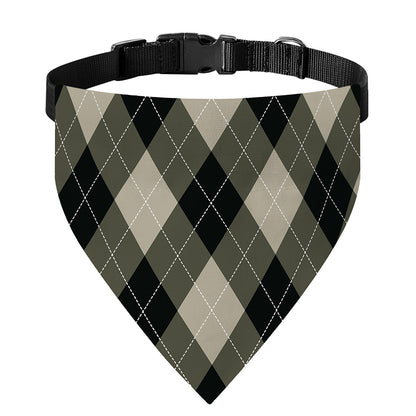 Diamond Shapes Argyle Pattern Print Over The Collar Dog Bandana