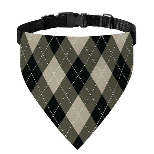 Diamond Shapes Argyle Pattern Print Over The Collar Dog Bandana