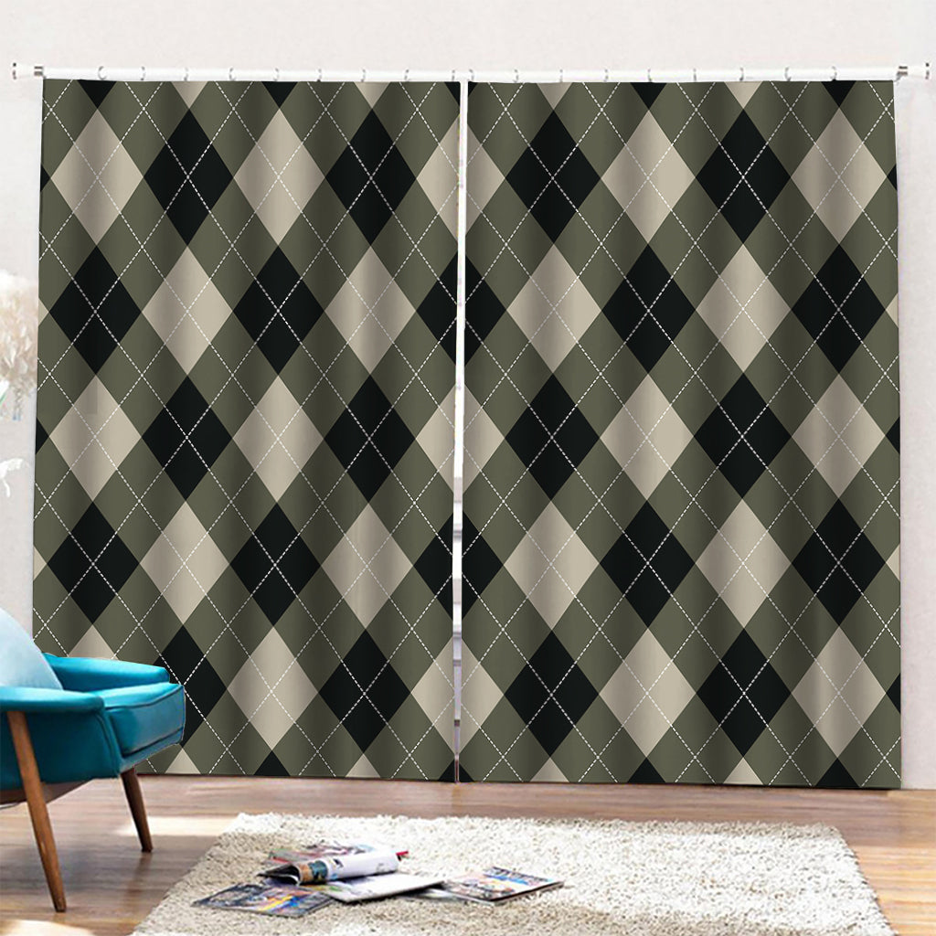 Diamond Shapes Argyle Pattern Print Pencil Pleat Curtains