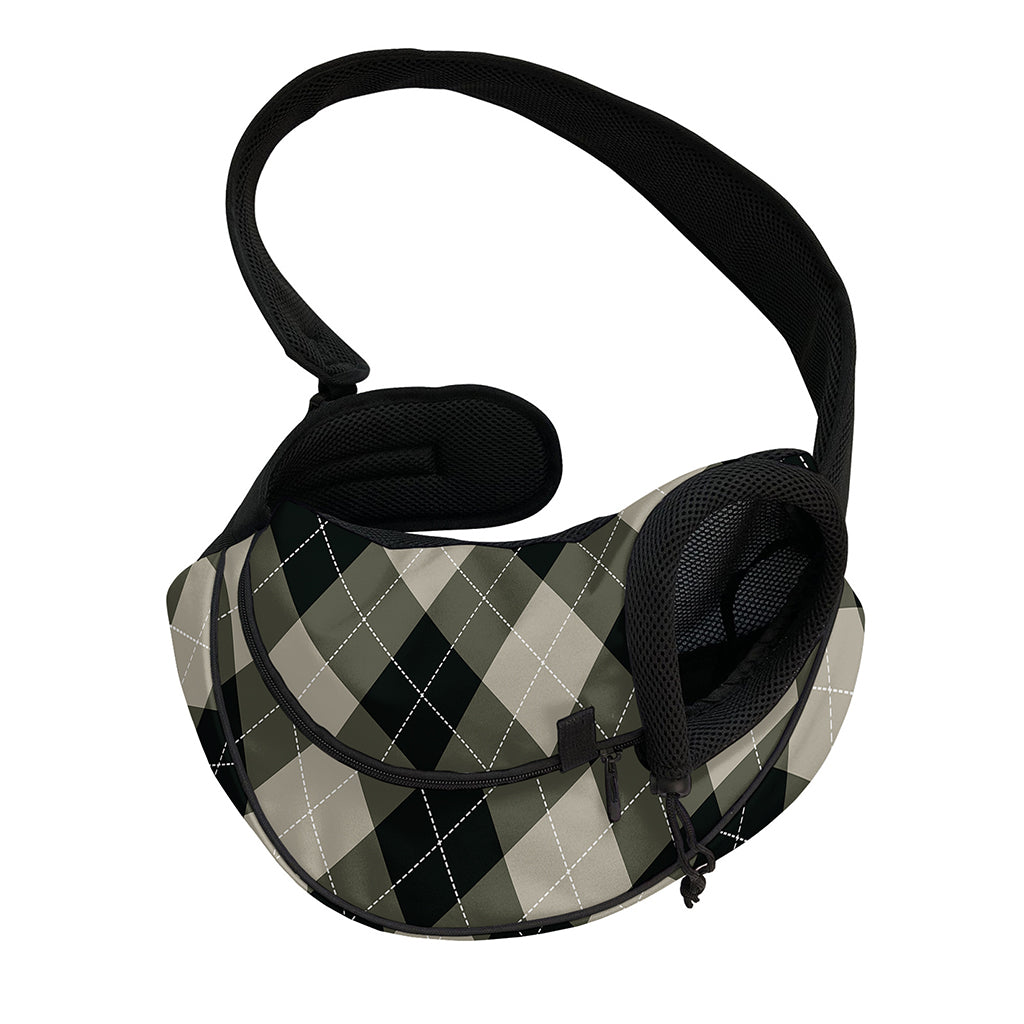 Diamond Shapes Argyle Pattern Print Pet Sling Carrier