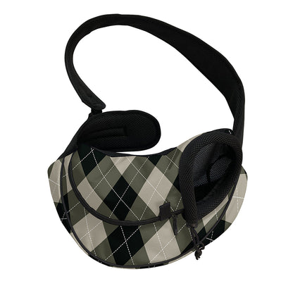 Diamond Shapes Argyle Pattern Print Pet Sling Carrier