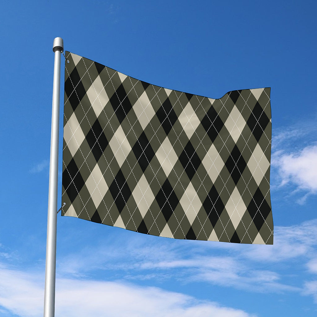 Diamond Shapes Argyle Pattern Print Polyester Flag
