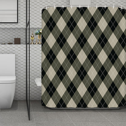 Diamond Shapes Argyle Pattern Print Polyester Shower Curtain