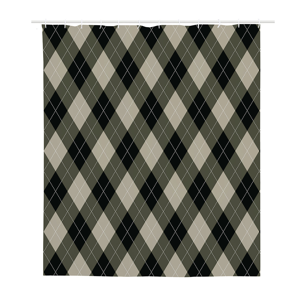 Diamond Shapes Argyle Pattern Print Polyester Shower Curtain