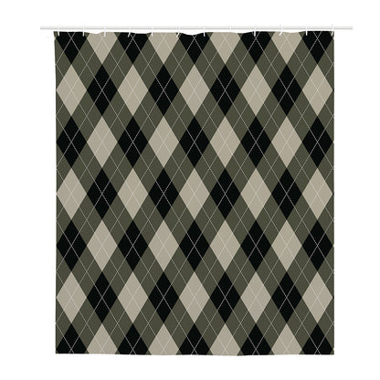 Diamond Shapes Argyle Pattern Print Polyester Shower Curtain