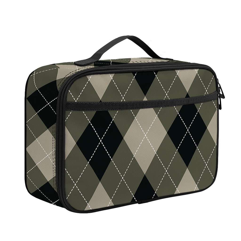 Diamond Shapes Argyle Pattern Print Portable Lunch Bag