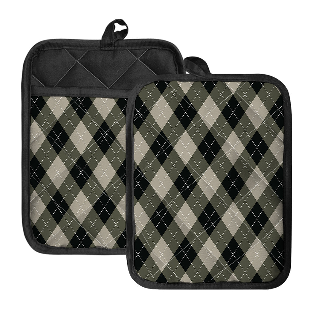 Diamond Shapes Argyle Pattern Print Pot Holders With Pocket