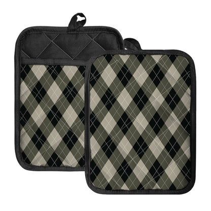 Diamond Shapes Argyle Pattern Print Pot Holders With Pocket