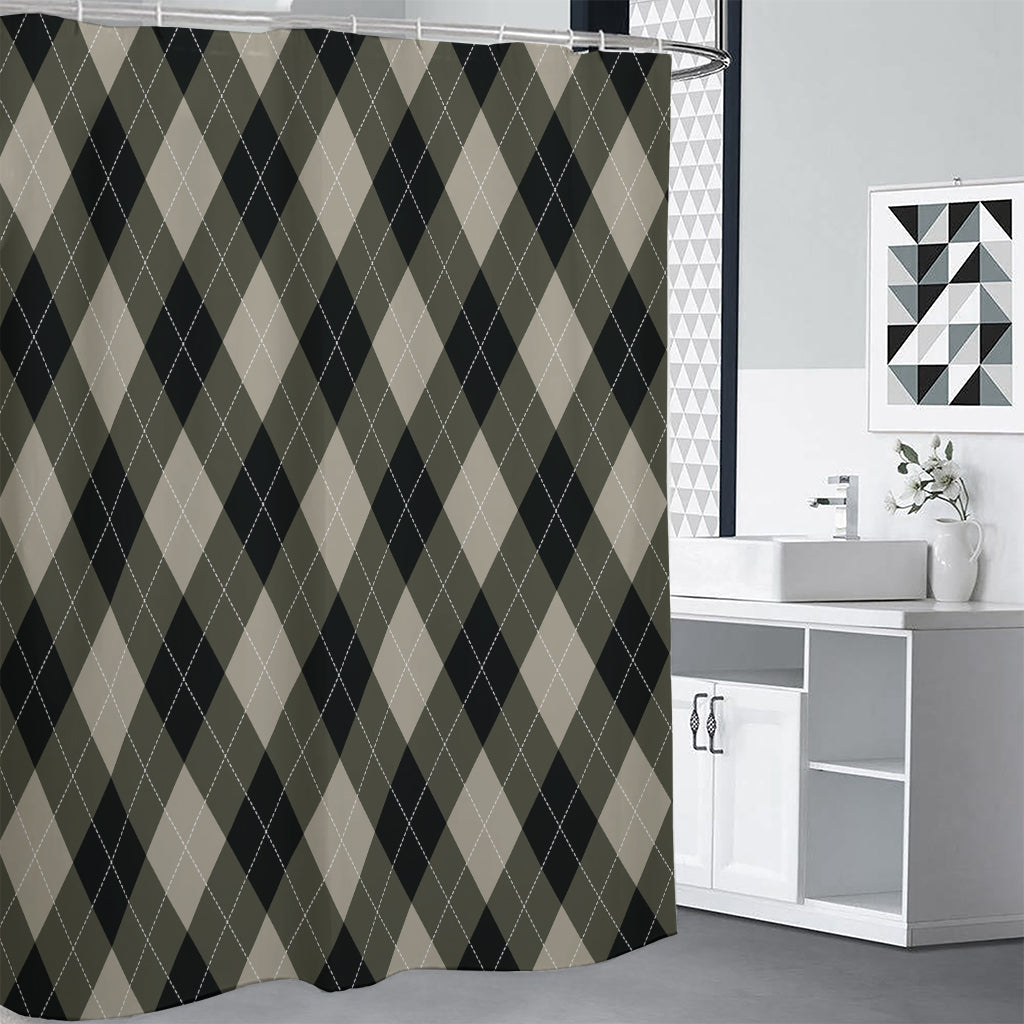 Diamond Shapes Argyle Pattern Print Premium Shower Curtain