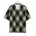 Diamond Shapes Argyle Pattern Print Rayon Hawaiian Shirt