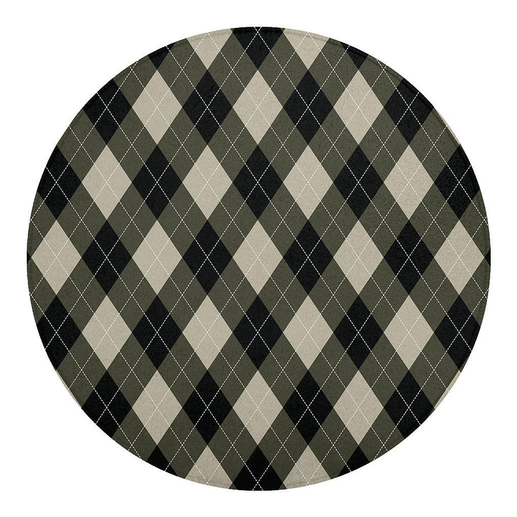 Diamond Shapes Argyle Pattern Print Round Blanket