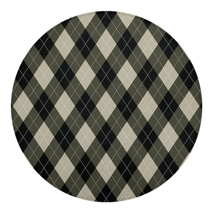 Diamond Shapes Argyle Pattern Print Round Blanket