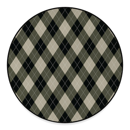 Diamond Shapes Argyle Pattern Print Round Floor Mat