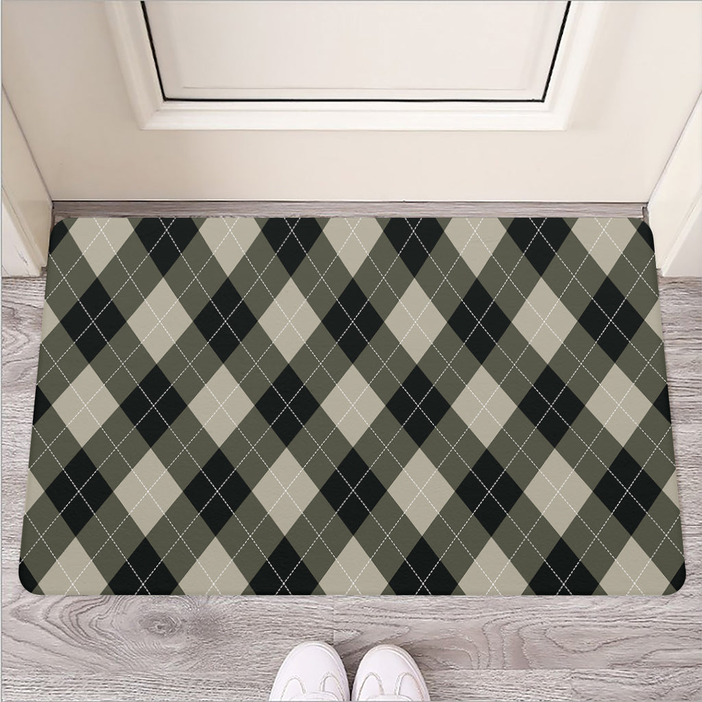 Diamond Shapes Argyle Pattern Print Rubber Doormat
