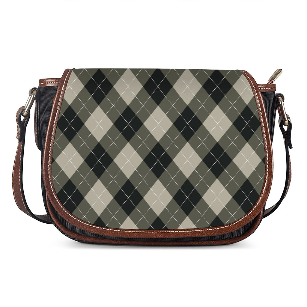 Diamond Shapes Argyle Pattern Print Saddle Bag