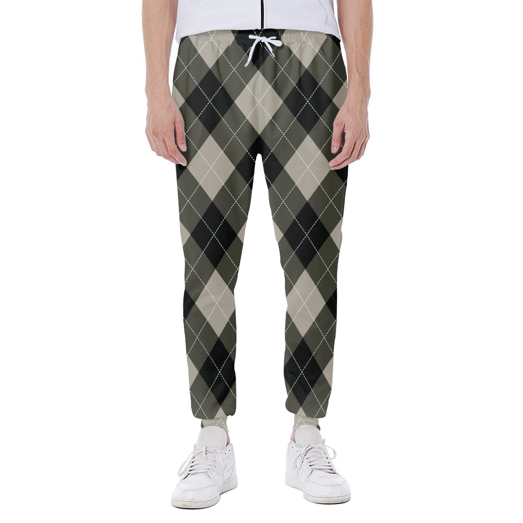 Diamond Shapes Argyle Pattern Print Scuba Joggers