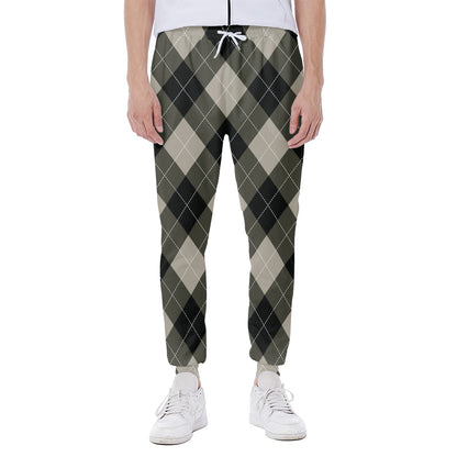 Diamond Shapes Argyle Pattern Print Scuba Joggers