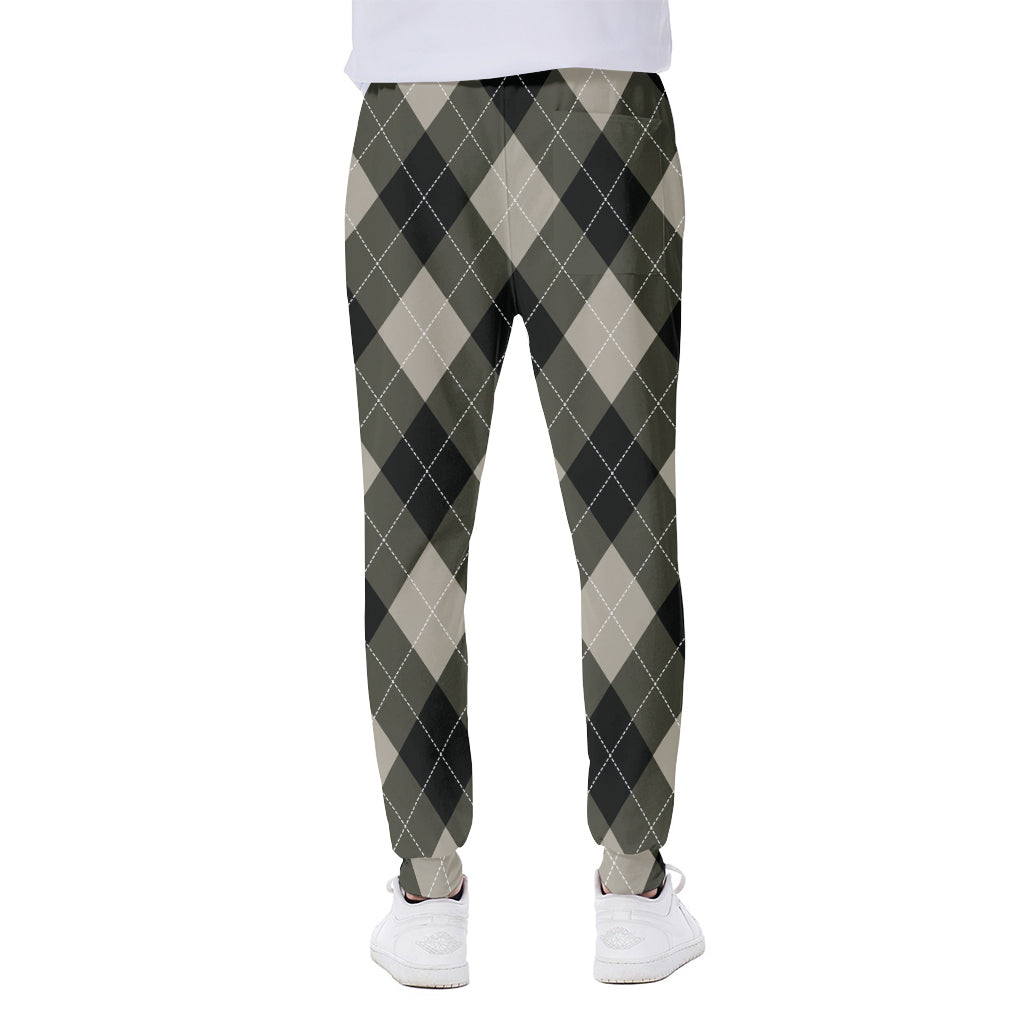 Diamond Shapes Argyle Pattern Print Scuba Joggers