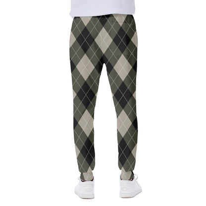 Diamond Shapes Argyle Pattern Print Scuba Joggers