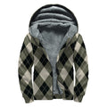 Diamond Shapes Argyle Pattern Print Sherpa Lined Zip Up Hoodie