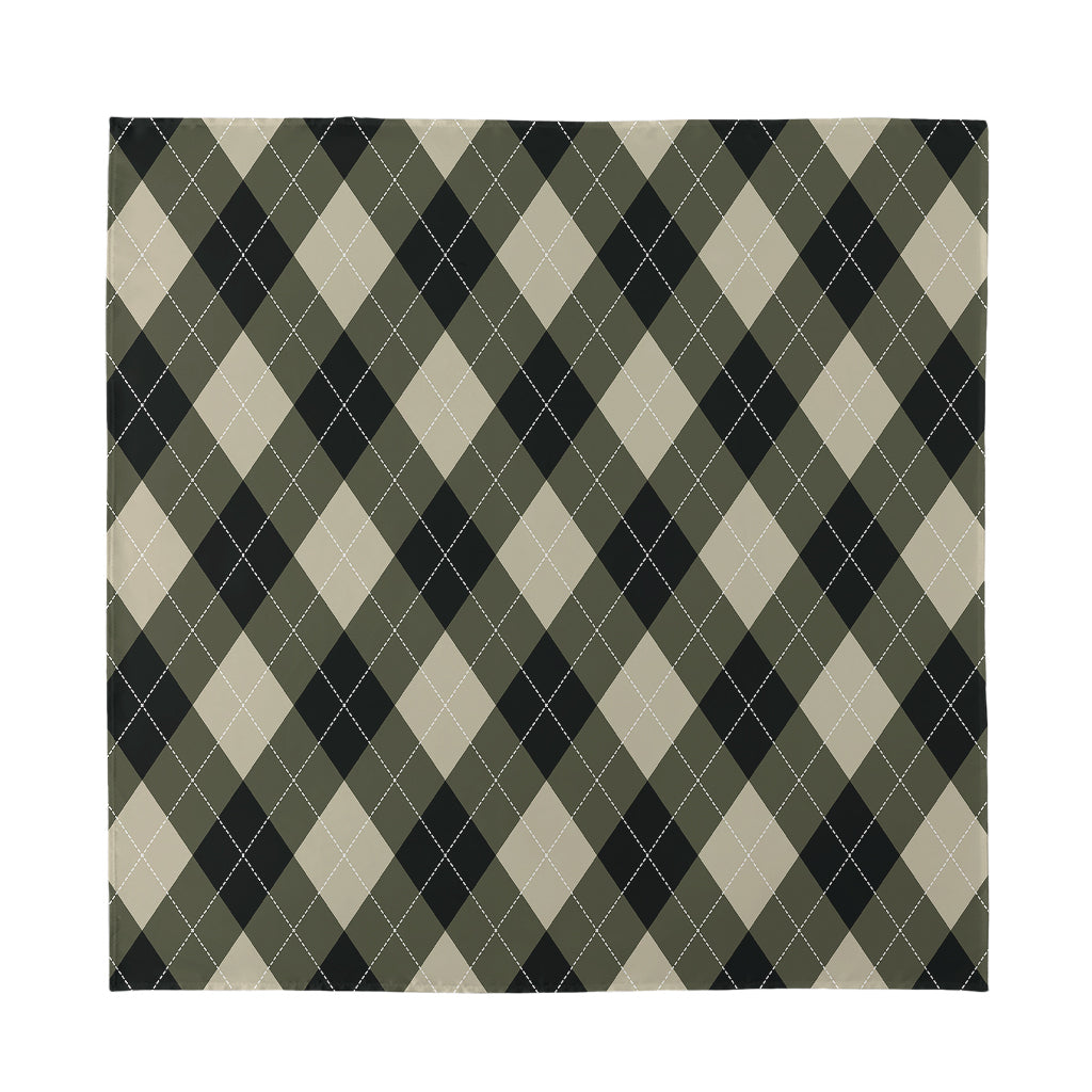 Diamond Shapes Argyle Pattern Print Silk Bandana