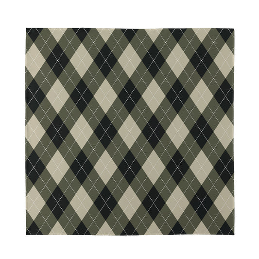Diamond Shapes Argyle Pattern Print Silk Bandana