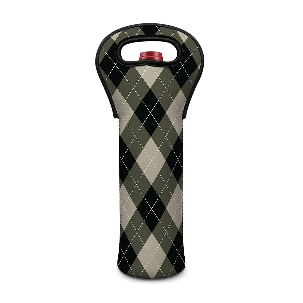 Diamond Shapes Argyle Pattern Print Single Neoprene Wine Tote