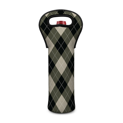 Diamond Shapes Argyle Pattern Print Single Neoprene Wine Tote